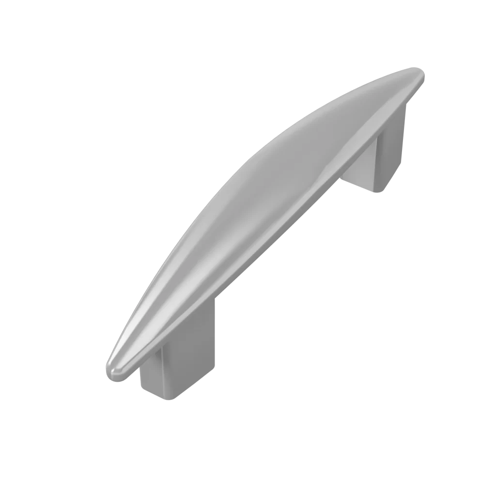 Puxador Carina 64mm com acabamento Prata com Verniz