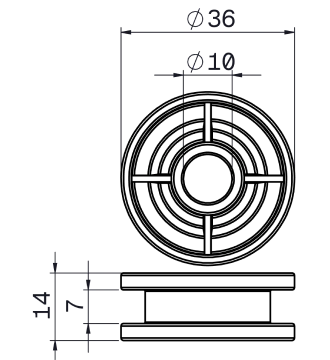 DESENHO TÉCNICO DA ROLDANA DA PORTINHOLA DESSIMÉTRICA